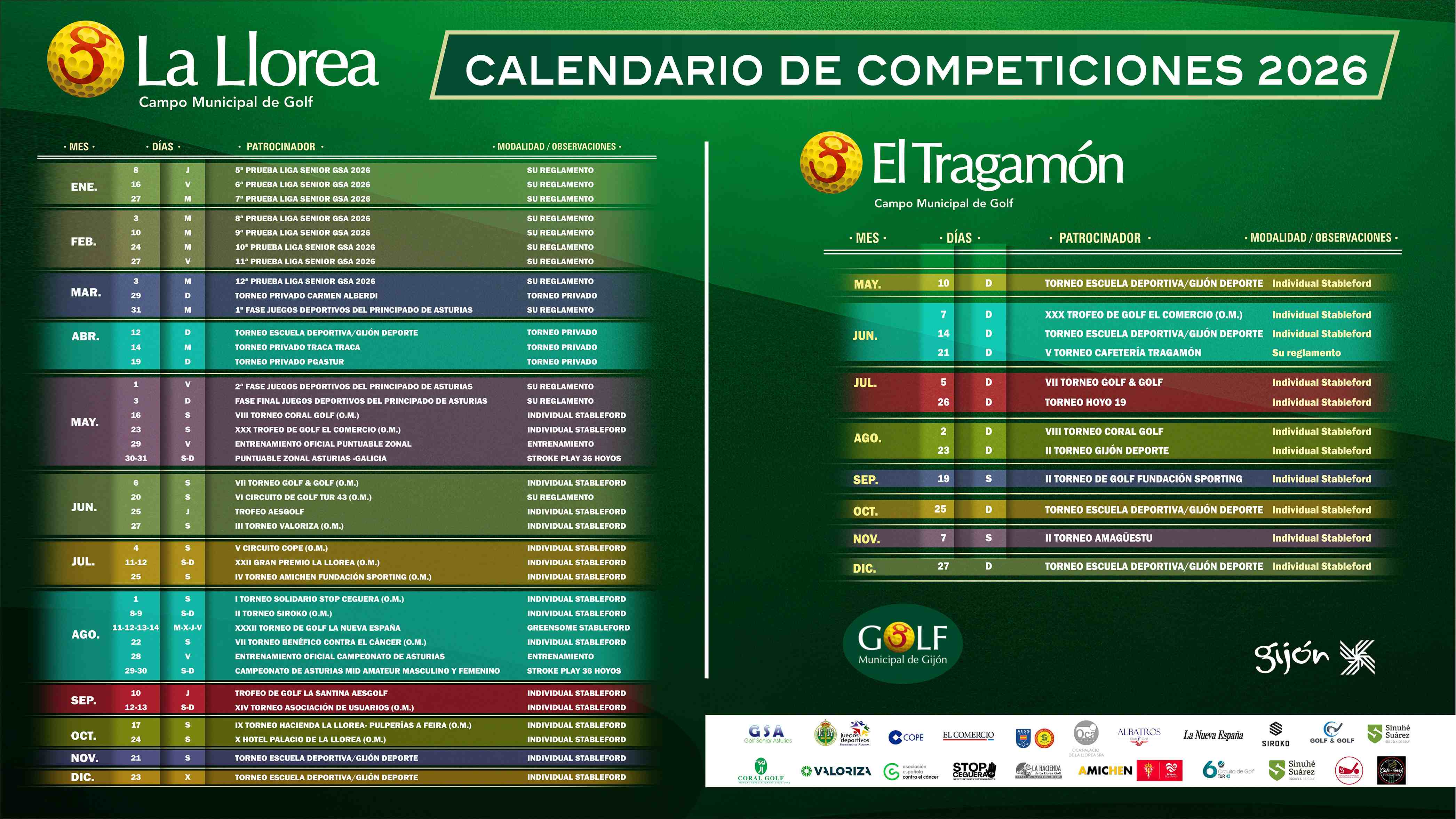 CARTEL CALENDARIO GOLF 2026