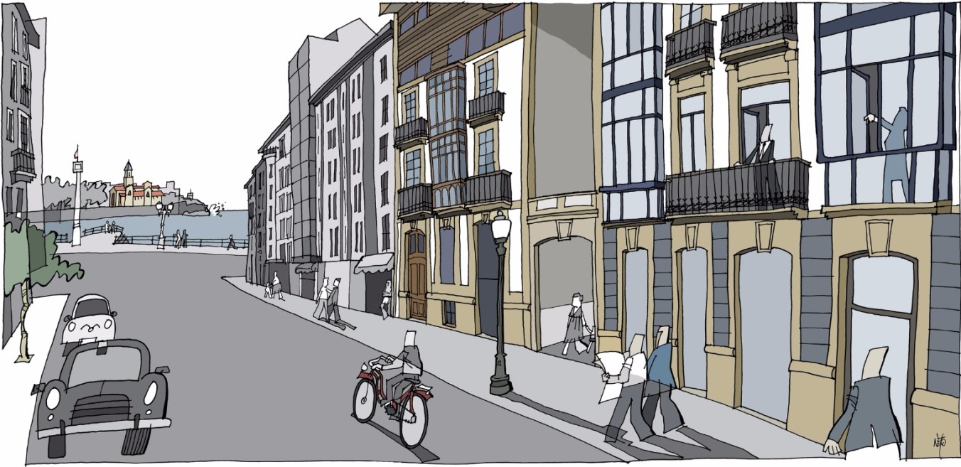Dibujo representativo del exterior de la ciudadela